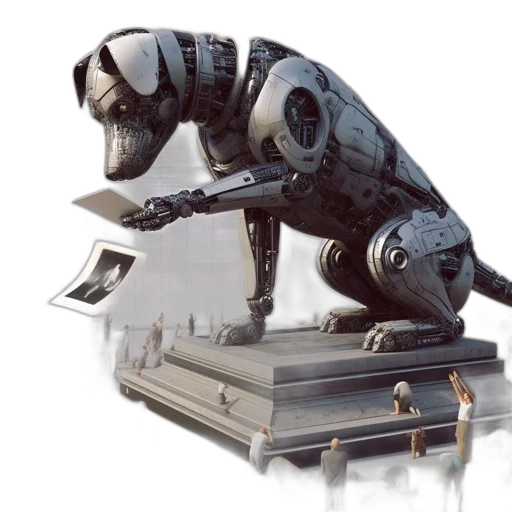 robot, weapon, concept art, 3d render, fantasy art, photorealistic, immense, metallic transparent PNG cut-out
