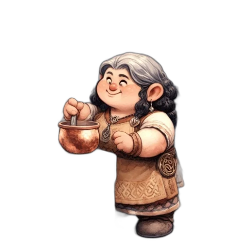 staff, food, fantasy art, concept art, pixel art, watercolor, elderly, woman transparent PNG cut-out