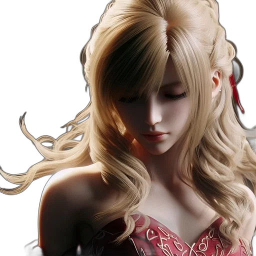 photorealistic, 3d render, concept art, anime, red, animated, female, character transparent PNG cut-out