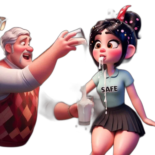 concept art, 3d render, cartoon, fantasy art, elderly, man, pours, milk transparent PNG cut-out