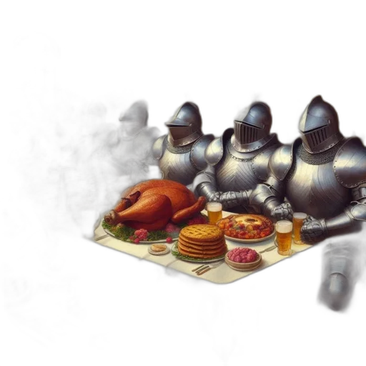 robot, food, concept art, 3d render, fantasy art, pixel art, fog, fire transparent PNG cut-out
