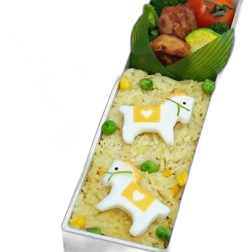 food, jewelry, weapon, 3d render, bento, box, rice, shaped transparent PNG cut-out