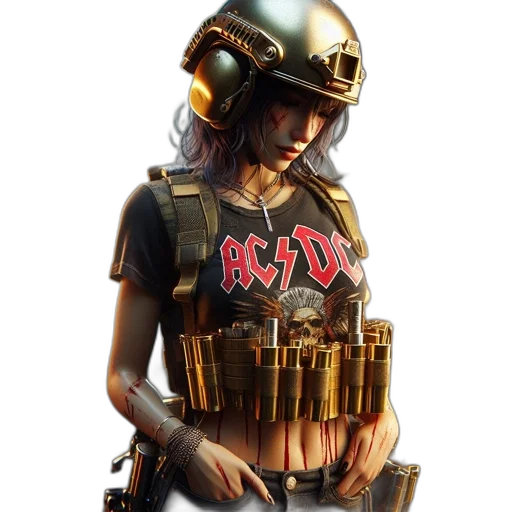 weapon, robot, concept art, cyberpunk, 3d render, fantasy art, woman, tactical transparent PNG cut-out