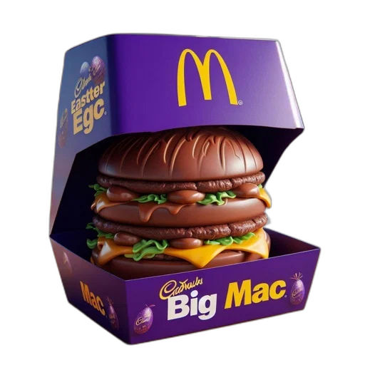 food, crown, 3d render, photorealistic, cadbury, big, mac, burger transparent PNG cut-out