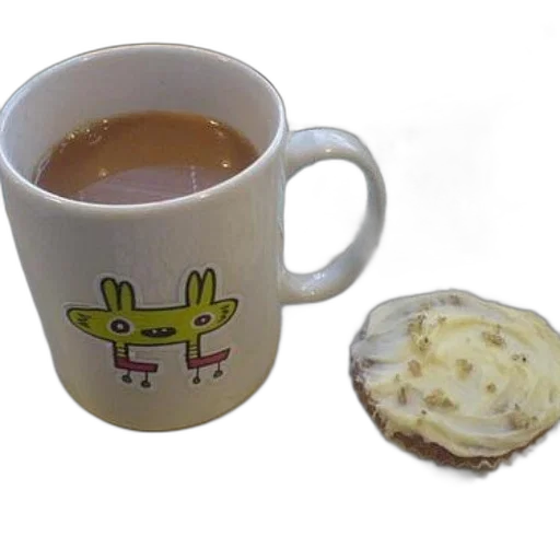 food, 3d render, photorealistic, cup, tea, cartoon, rabbit, sits transparent PNG cut-out