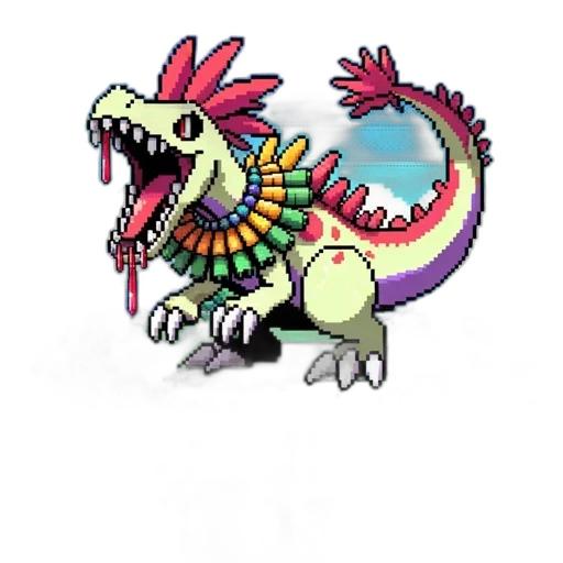 dragon, creature, animal, staff, pixel art, concept art, 3d render, fantasy art transparent PNG cut-out