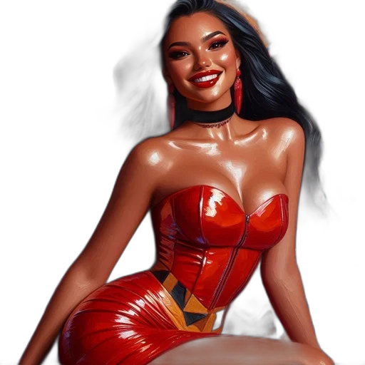 dress, comic book art, concept art, cartoon, fantasy art, red, elegant, portrait transparent PNG cut-out