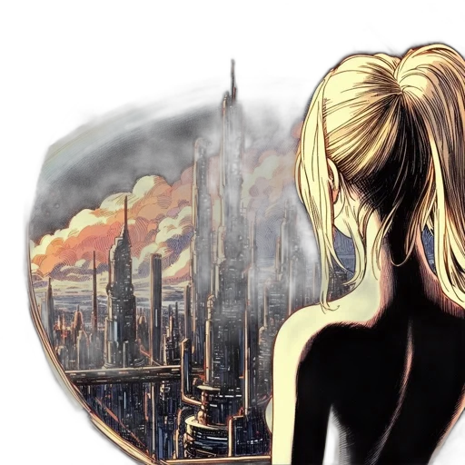 concept art, comic book art, fantasy art, photorealistic, outer space, city street, fire, fog transparent PNG cut-out