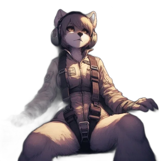 jacket, staff, robot, animal, concept art, cyberpunk, pixel art, watercolor transparent PNG cut-out