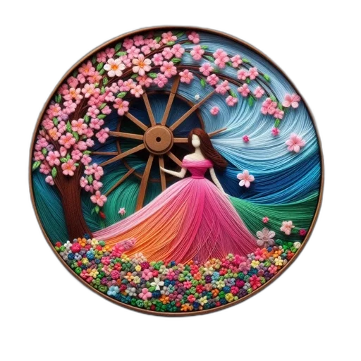 jewelry, flower, dress, fantasy art, oil painting, photorealistic, 3d render, colorful transparent PNG cut-out