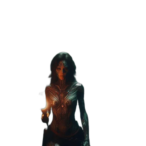dress, sword, staff, weapon, concept art, fantasy art, comic book art, 3d render transparent PNG cut-out