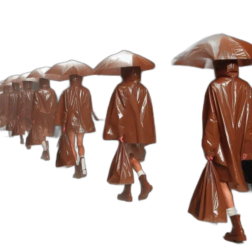 umbrella, jacket, staff, hat, 3d render, concept art, photorealistic, rain transparent PNG cut-out