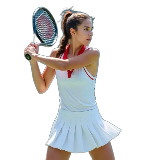 dress, photorealistic, 3d render, female, tennis, player, ready, position transparent PNG cut-out