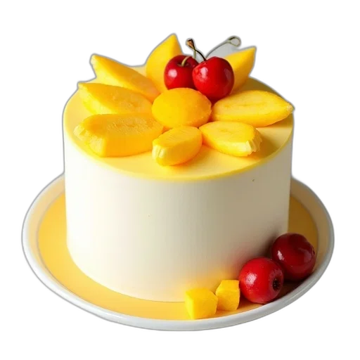 food, crown, 3d render, photorealistic, white, cake, yellow, frosting transparent PNG cut-out