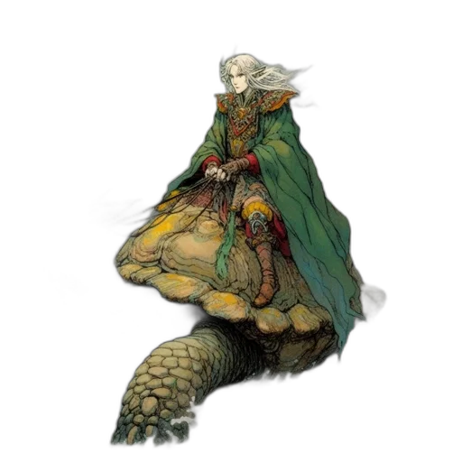 dragon, creature, hat, dress, concept art, fantasy art, pixel art, green transparent PNG cut-out