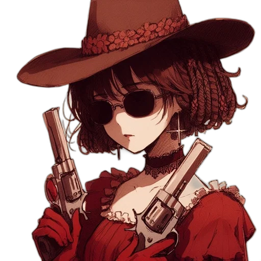 weapon, hat, staff, anime, pixel art, comic book art, cartoon, red transparent PNG cut-out