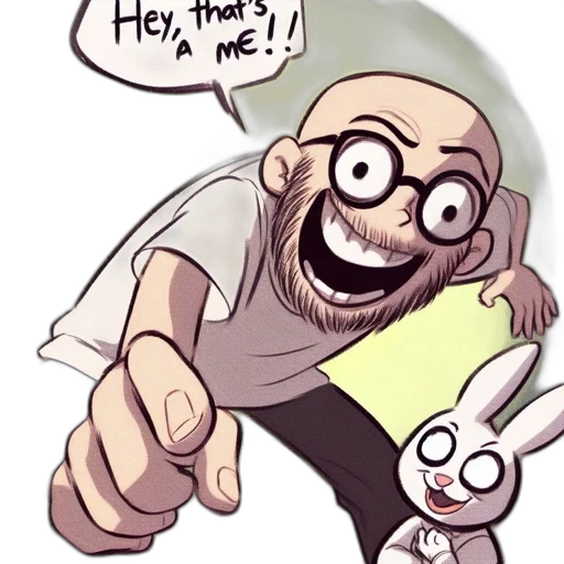 cartoon, comic book art, concept art, anime, animated, man, bald, head transparent PNG cut-out
