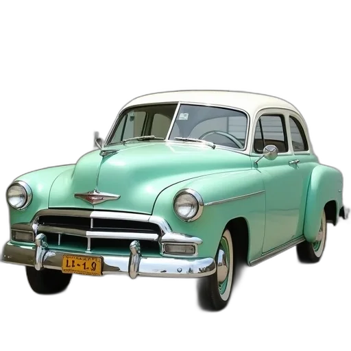 car, photorealistic, 3d render, mint, green, vintage, white, roof transparent PNG cut-out