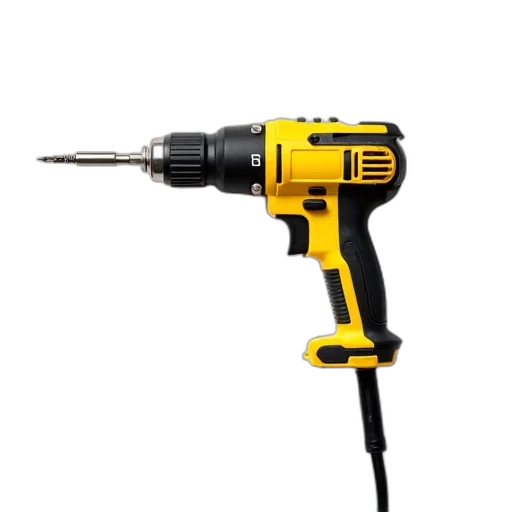 staff, weapon, yellow, black, cordless, drill, bit, attached transparent PNG cut-out