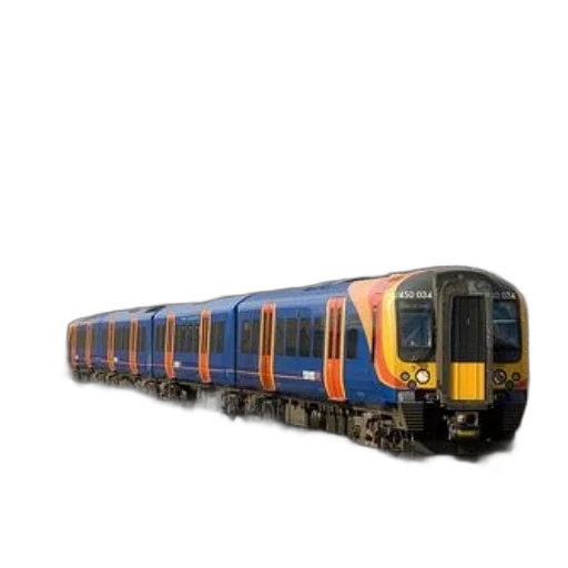 weapon, 3d render, photorealistic, blue, orange, train, traveling, tracks transparent PNG cut-out