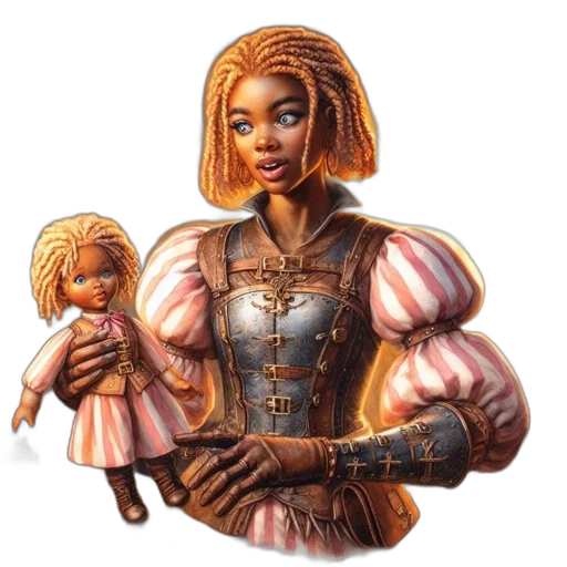 concept art, fantasy art, comic book art, 3d render, young, woman, braided, hair transparent PNG cut-out