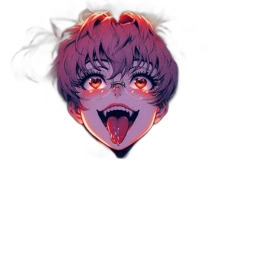 mask, creature, face, hair, anime, pixel art, concept art, vaporwave transparent PNG cut-out