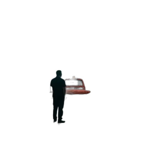 robot, car, umbrella, staff, concept art, pixel art, 3d render, photorealistic transparent PNG cut-out