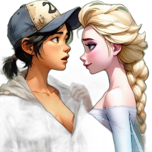 comic book art, fantasy art, concept art, cartoon, snow, two, animated, characters transparent PNG cut-out