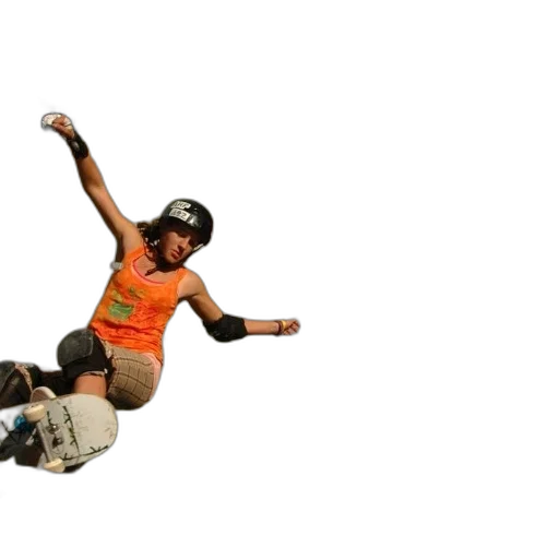 3d render, concept art, outer space, skateboarder, wearing, orange, tank, top transparent PNG cut-out