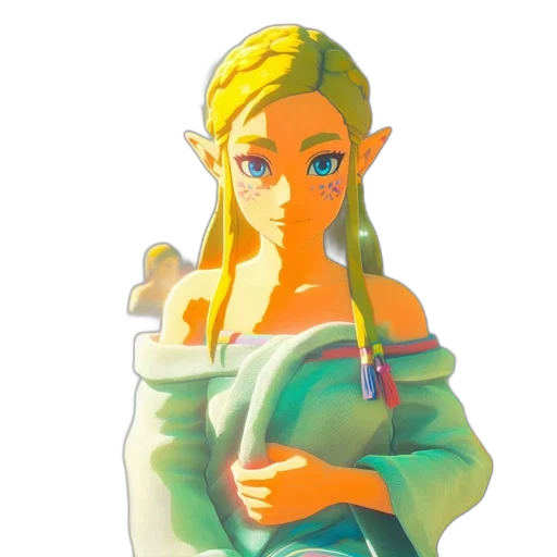dress, staff, crown, face, pixel art, vaporwave, concept art, 3d render transparent PNG cut-out