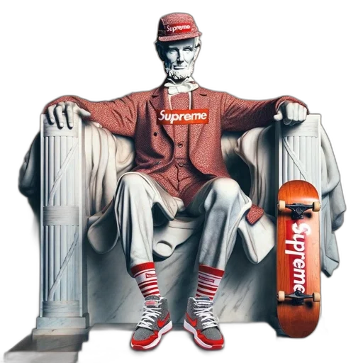 concept art, 3d render, photorealistic, abraham, lincoln, statue, reimagined, casual transparent PNG cut-out