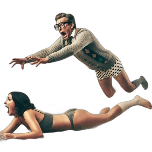 concept art, comic book art, underwater, beach, man, casual, attire, attempts transparent PNG cut-out