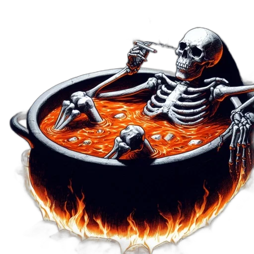 food, jewelry, concept art, fire, skeleton, reclines, fiery, cauldron transparent PNG cut-out