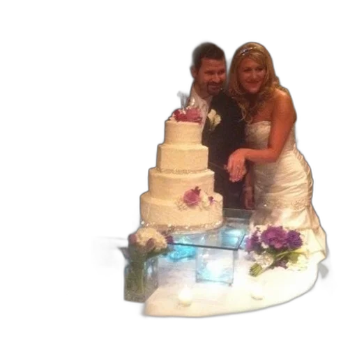 3d render, bride, groom, cut, their, wedding, cake, reception transparent PNG cut-out