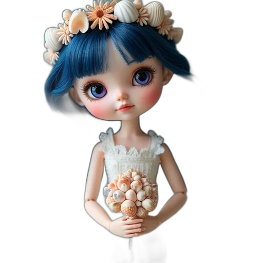dress, jewelry, flower, 3d render, concept art, cartoon, photorealistic, doll transparent PNG cut-out