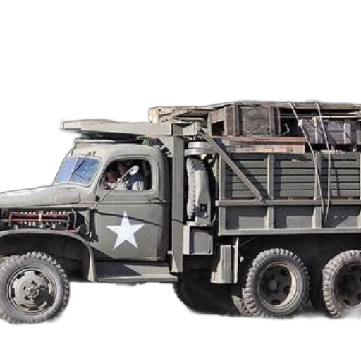 weapon, concept art, 3d render, photorealistic, vintage, military, truck, white transparent PNG cut-out