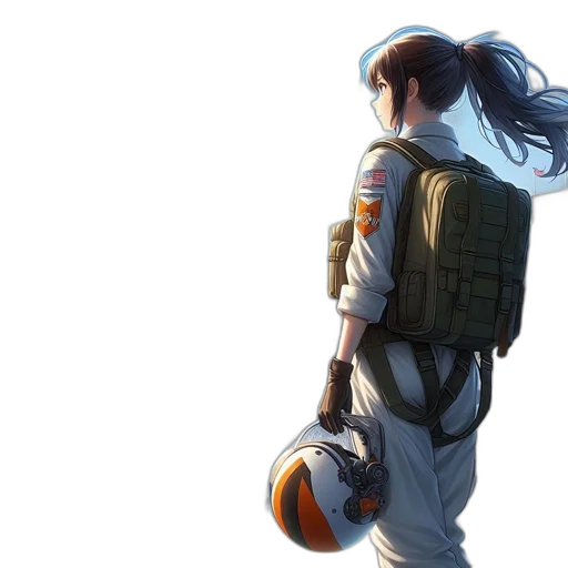 jacket, robot, concept art, anime, cyberpunk, comic book art, outer space, blue transparent PNG cut-out