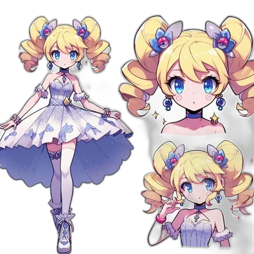 dress, anime, concept art, pixel art, cartoon, pastel, monochrome, blue transparent PNG cut-out