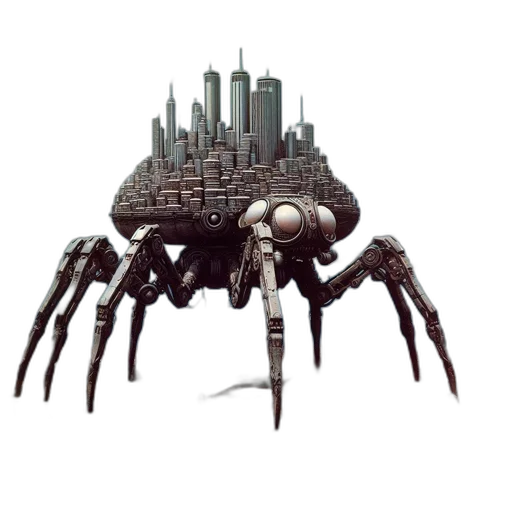 robot, creature, weapon, animal, concept art, cyberpunk, pixel art, comic book art transparent PNG cut-out