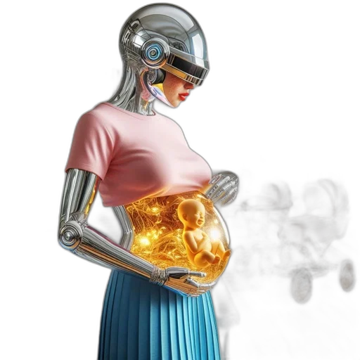 jewelry, robot, dress, concept art, 3d render, fantasy art, outer space, humanoid transparent PNG cut-out