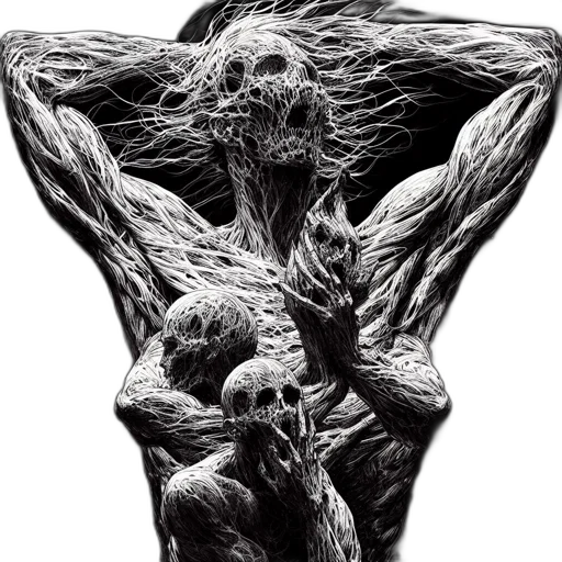creature, hair, animal, mask, concept art, fantasy art, comic book art, photorealistic transparent PNG cut-out