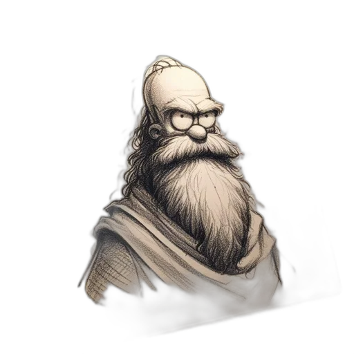 face, staff, hair, mask, concept art, fantasy art, pencil sketch, photorealistic transparent PNG cut-out