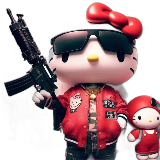 weapon, concept art, 3d render, cyberpunk, cartoon, two, animated, characters transparent PNG cut-out