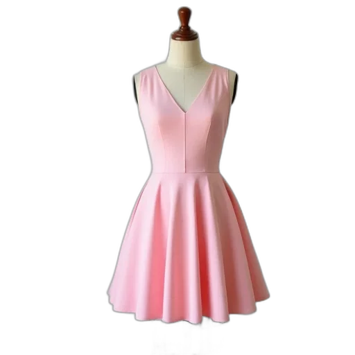 dress, 3d render, pastel, mannequin, dressed, pink, sleeveless, v-neck transparent PNG cut-out