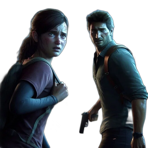 concept art, 3d render, two, individuals, one, male, female, hold transparent PNG cut-out