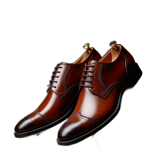shoes, photorealistic, 3d render, brown, leather, derby, dress, men transparent PNG cut-out