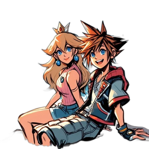 pixel art, concept art, anime, watercolor, blue, monochrome, two, animated transparent PNG cut-out