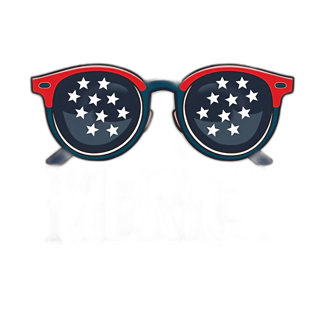 stylized, illustration, sunglasses, star, pattern, lenses, placed, top transparent PNG cut-out