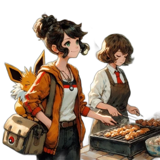 food, staff, concept art, comic book art, fantasy art, photorealistic, city street, earth tones transparent PNG cut-out