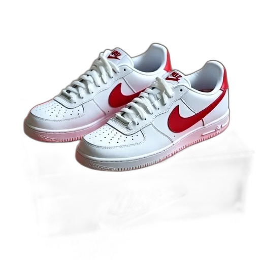 shoes, pair, white, nike, sneakers, red, swoosh, logo transparent PNG cut-out
